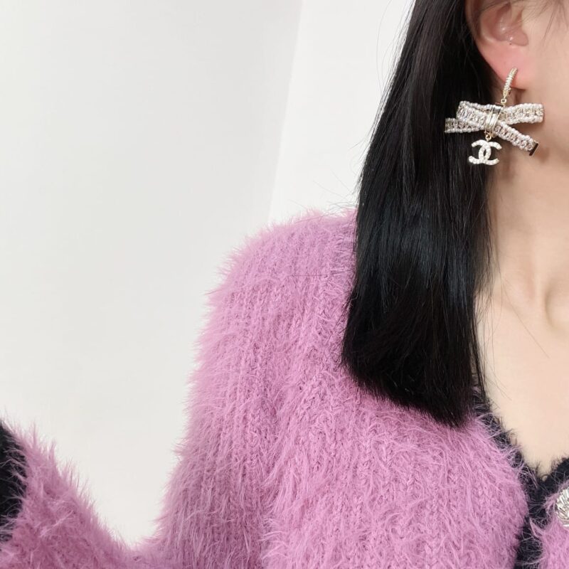☑️CHANEL香奈儿c3双c蝴蝶结珍珠耳钉耳环 - Image 5