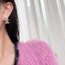 ☑️CHANEL香奈儿c2双c粉钻花朵耳钉耳环