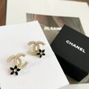 ☑️CHANEL香奈儿c1双c珍珠黑色茶花耳钉耳环