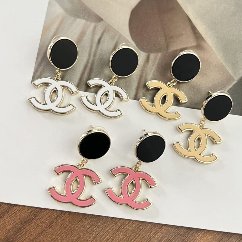 ☑️CHANEL香奈儿c2双c黑色圆形耳钉耳环 - Image 12
