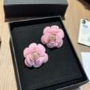 ☑️CHANEL香奈儿c1双c粉茶花耳钉耳环