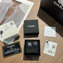 ☑️CHANEL香奈儿c1双c蓝色方形耳钉耳环