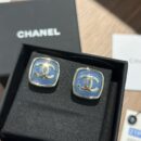☑️CHANEL香奈儿c1双c蓝色方形耳钉耳环
