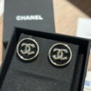 ☑️CHANEL香奈儿c1双c圆形黑色耳钉耳环