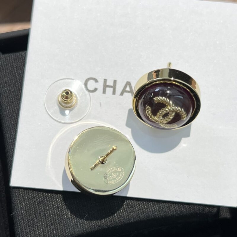 ☑️CHANEL香奈儿c1双c圆形紫色耳钉耳环 - Image 7