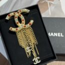 ☑️CHANEL香奈儿 双c红珍珠流苏胸针