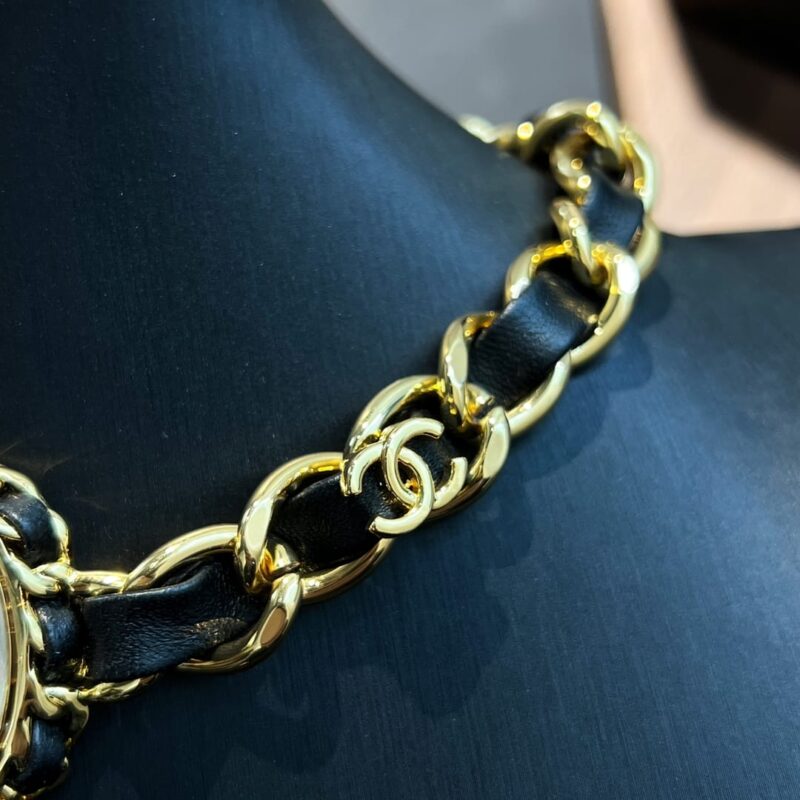 ☑️CHANEL香奈儿粉宝石黑皮绳颈链项链 - Image 10