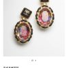 ☑️CHANEL香奈儿粉宝石黑皮绳耳钉耳环
