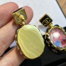 ☑️CHANEL香奈儿粉宝石黑皮绳耳钉耳环