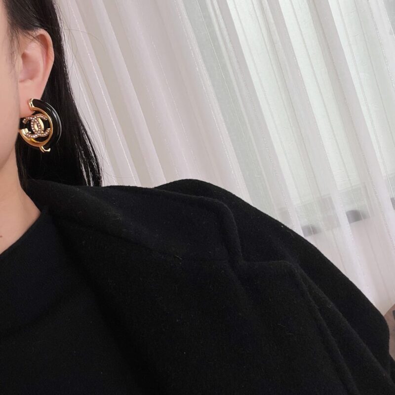☑️CHANEL香奈儿c1双c满钻半圆耳钉耳环 - Image 6