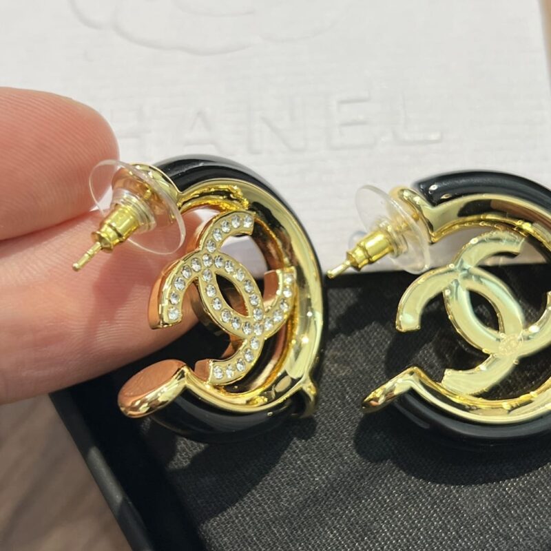☑️CHANEL香奈儿c1双c满钻半圆耳钉耳环 - Image 10