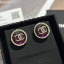 ☑️CHANEL香奈儿c1双c圆形紫色耳钉耳环