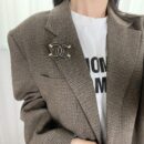 ☑️CHANEL香奈儿双c黑皮胸针项链
