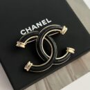 ☑️CHANEL香奈儿双c黑皮胸针项链