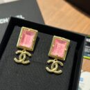 ☑️CHANEL香奈儿c2双c粉色方形耳钉耳环