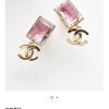 ☑️CHANEL香奈儿c2双c粉色方形耳钉耳环