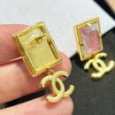 ☑️CHANEL香奈儿c2双c粉色方形耳钉耳环