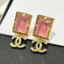 ☑️CHANEL香奈儿c2双c粉色方形耳钉耳环
