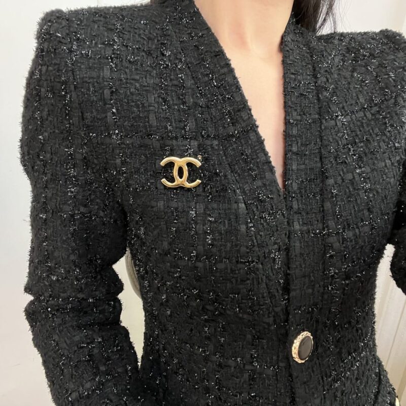☑️CHANEL香奈儿双c金色光面胸针 - Image 6