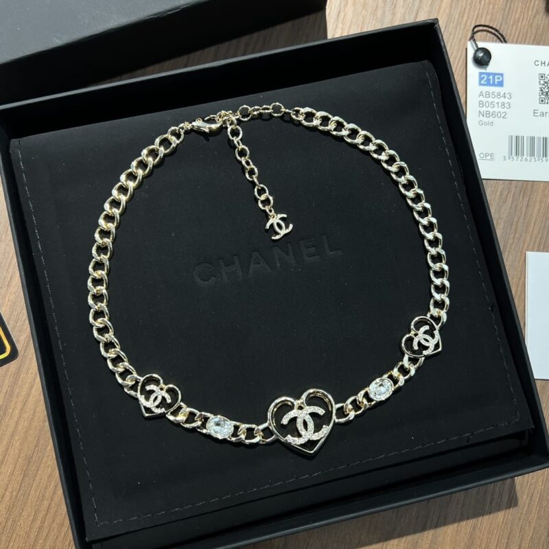 ☑️CHANEL香奈儿双c金色桃心爱心项链 - Image 2