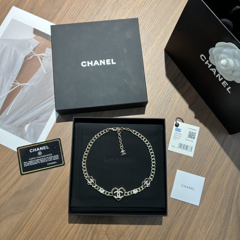 ☑️CHANEL香奈儿双c金色桃心爱心项链 - Image 3