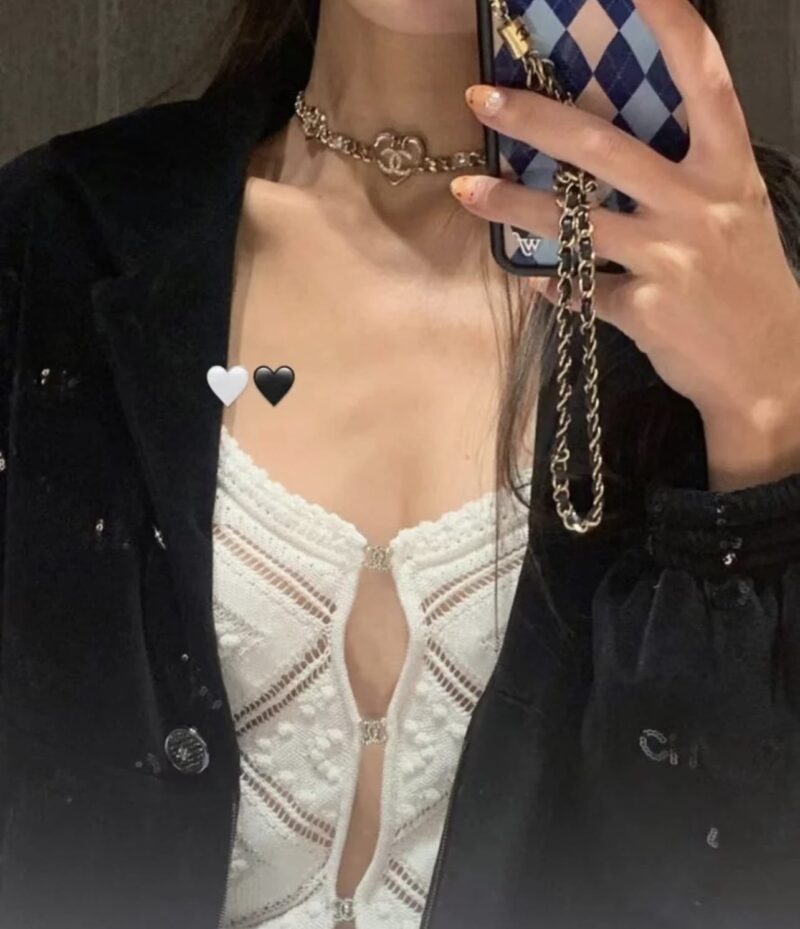 ☑️CHANEL香奈儿双c金色桃心爱心项链 - Image 7