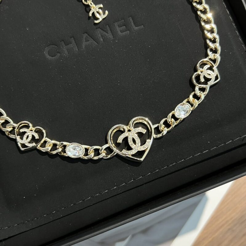 ☑️CHANEL香奈儿双c金色桃心爱心项链 - Image 9