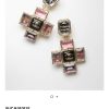 ☑️CHANEL香奈儿c2双c粉钻十字耳钉耳环