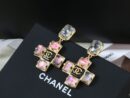 ☑️CHANEL香奈儿c2双c粉钻十字耳钉耳环