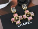 ☑️CHANEL香奈儿c2双c粉钻十字耳钉耳环