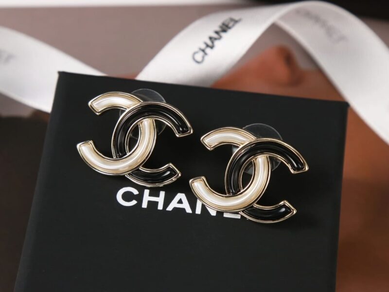 ☑️CHANEL香奈儿c1双c黑白耳钉耳环 - Image 6