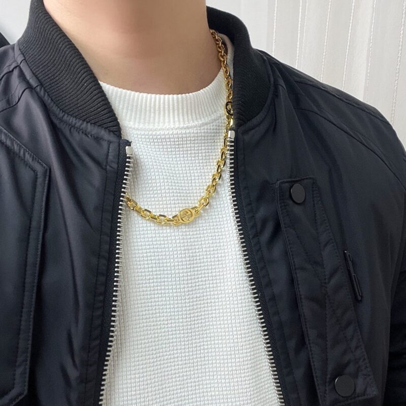 Gucci古驰金色互扣式珐琅双G项链 - Image 4