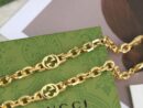 Gucci古驰金色互扣式珐琅双G项链