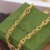 Gucci古驰金色互扣式珐琅双G项链
