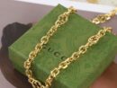 Gucci古驰金色互扣式珐琅双G项链
