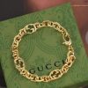 Gucci古驰金色互扣式珐琅双G手链