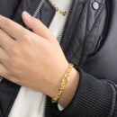 Gucci古驰金色互扣式珐琅双G手链