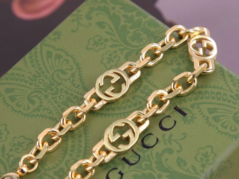 Gucci古驰金色互扣式珐琅双G手链 - Image 9