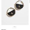 ☑️CHANEL香奈儿c1双c圆形黑色耳钉耳环