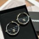 ☑️CHANEL香奈儿c1双c圆形黑色耳钉耳环