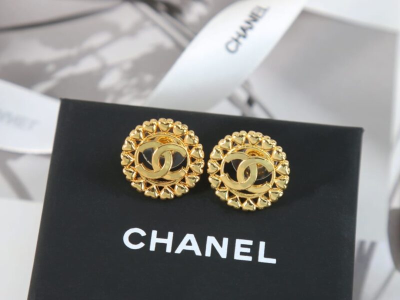 ☑️CHANEL香奈儿金色双c圆形耳钉耳环 - Image 6
