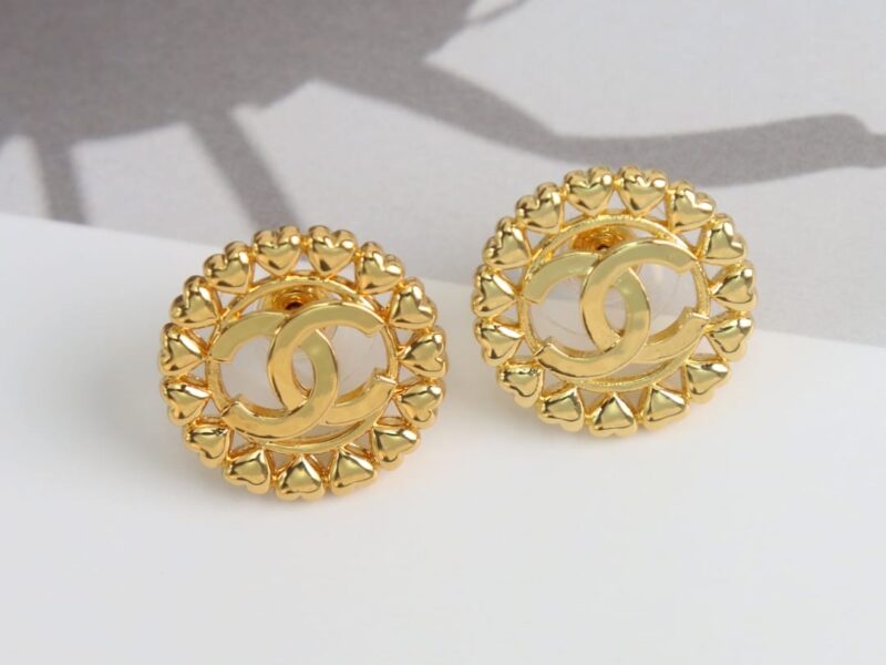 ☑️CHANEL香奈儿金色双c圆形耳钉耳环 - Image 8