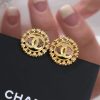 ☑️CHANEL香奈儿金色双c圆形耳钉耳环
