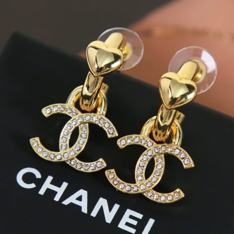 ☑️CHANEL香奈儿c2金色双c桃心爱心耳钉耳环