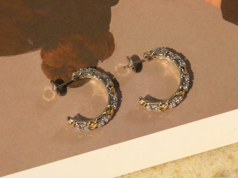 ☑️TIFFANY&Co.蒂芙尼分色交叉耳钉耳环 - Image 5