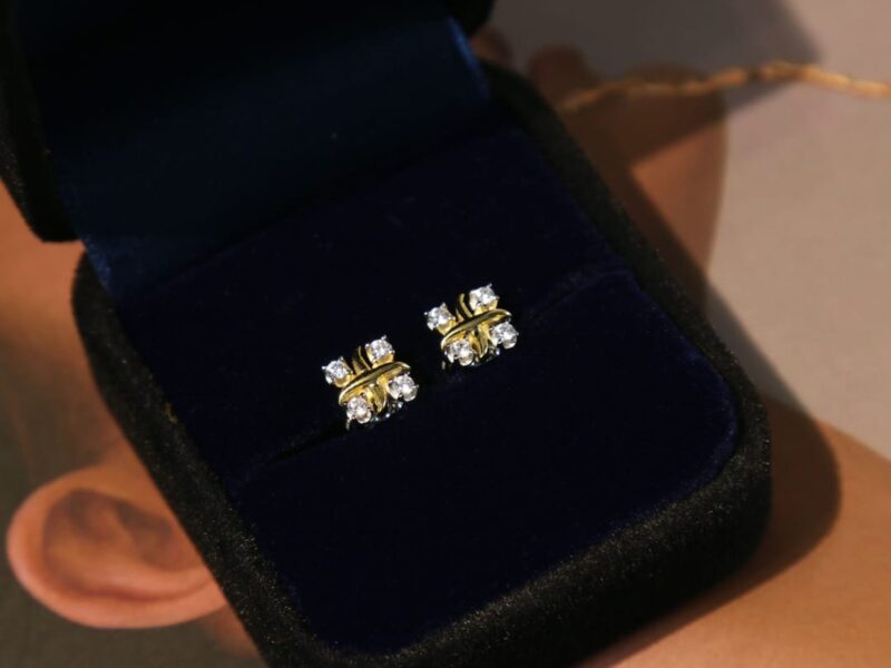 ☑️TIFFANY&Co.蒂芙尼分色交叉耳钉耳环
