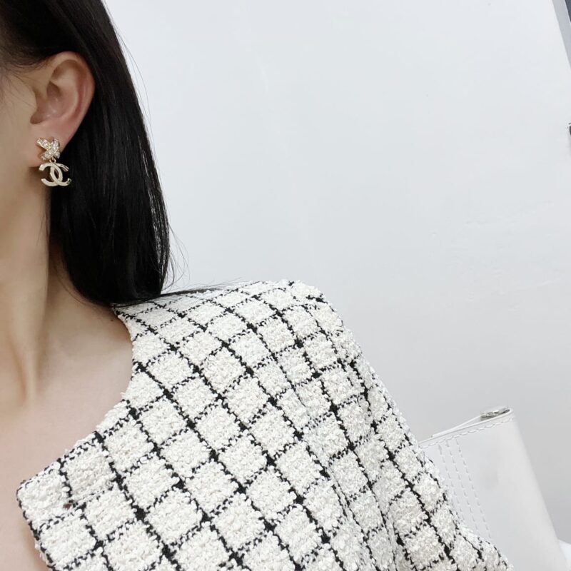 ☑️CHANEL香奈儿c2双C交叉满钻耳钉耳环 - Image 7