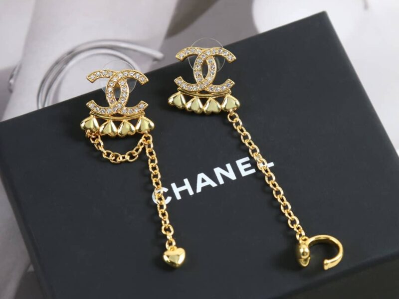 ☑️CHANEL香奈儿c2双c桃心不对称流苏耳钉耳环耳夹 - Image 2