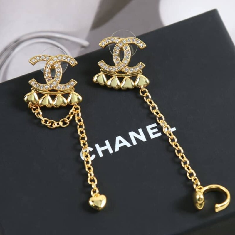 ☑️CHANEL香奈儿c2双c桃心不对称流苏耳钉耳环耳夹
