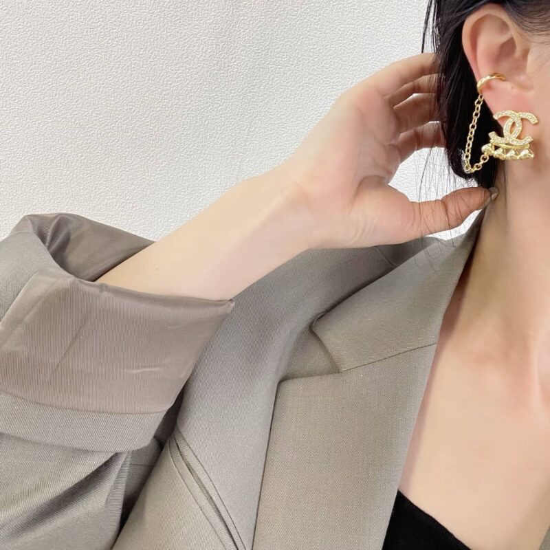 ☑️CHANEL香奈儿c2双c桃心不对称流苏耳钉耳环耳夹 - Image 5